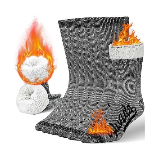 Alvada Merino Wool Crew Socks - Warm Winter Hiking Socks